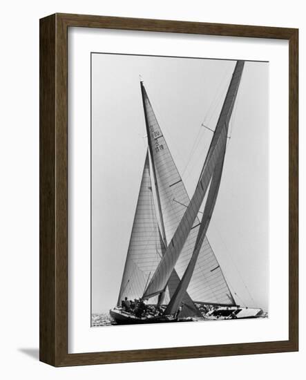 Columbia and Nefertiti During America's Cup Trial-George Silk-Framed Photographic Print