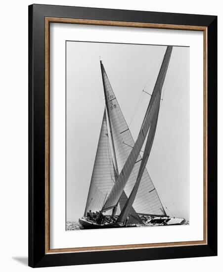 Columbia and Nefertiti During America's Cup Trial-George Silk-Framed Photographic Print