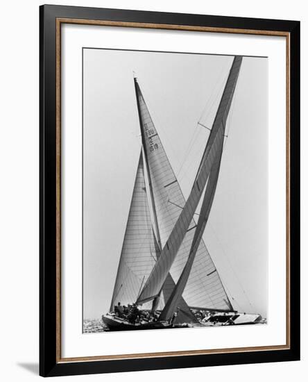 Columbia and Nefertiti During America's Cup Trial-George Silk-Framed Photographic Print