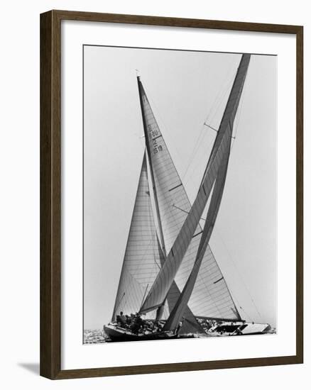 Columbia and Nefertiti During America's Cup Trial-George Silk-Framed Photographic Print