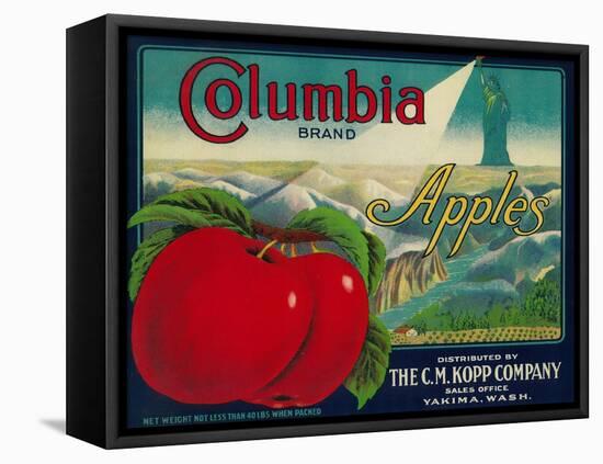 Columbia Apple Crate Label - Yakima, WA-Lantern Press-Framed Stretched Canvas