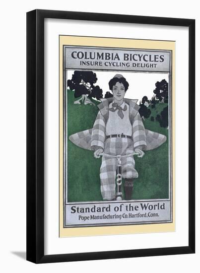 Columbia Bicycles Insure Cycling Delight, Standard of the World, Pope Manufacturing Co-Maxfield Parrish-Framed Art Print