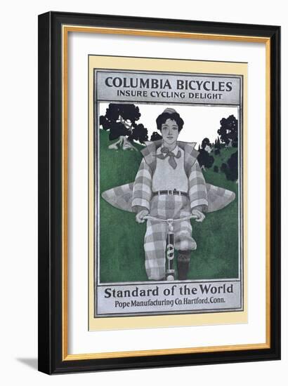 Columbia Bicycles Insure Cycling Delight, Standard of the World, Pope Manufacturing Co-Maxfield Parrish-Framed Art Print