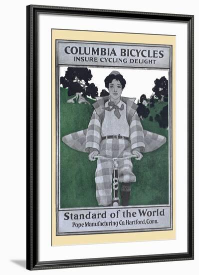 Columbia Bicycles Insure Cycling Delight, Standard Of World, Pope Manufacturing Co. Hartford, Conn.-Maxfield Parrish-Framed Art Print