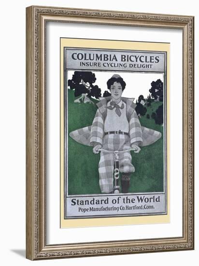 Columbia Bicycles Insure Cycling Delight, Standard Of World, Pope Manufacturing Co. Hartford, Conn.-Maxfield Parrish-Framed Art Print