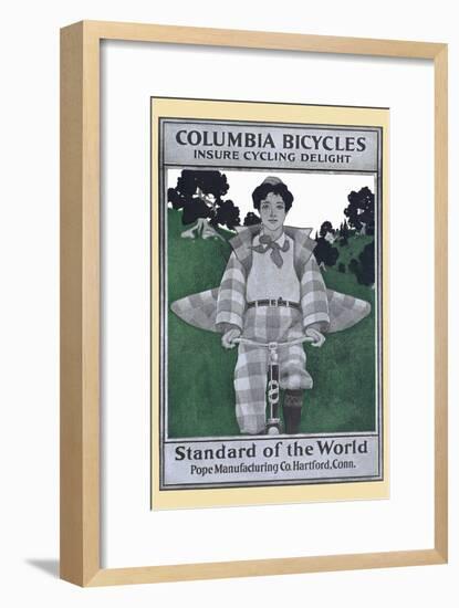 Columbia Bicycles Insure Cycling Delight, Standard Of World, Pope Manufacturing Co. Hartford, Conn.-Maxfield Parrish-Framed Art Print