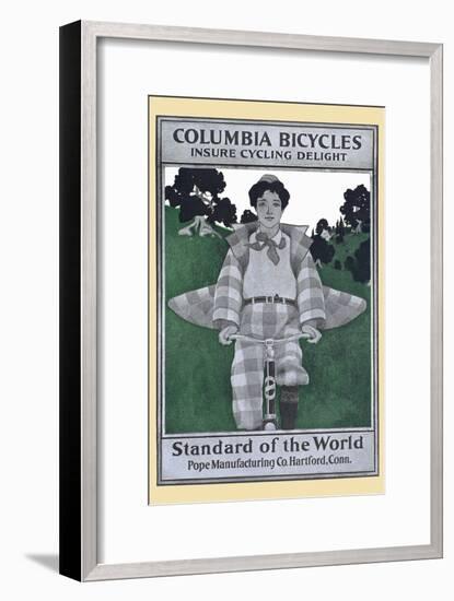 Columbia Bicycles Insure Cycling Delight, Standard Of World, Pope Manufacturing Co. Hartford, Conn.-Maxfield Parrish-Framed Art Print