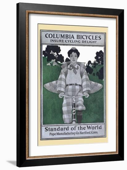 Columbia Bicycles Insure Cycling Delight, Standard Of World, Pope Manufacturing Co. Hartford, Conn.-Maxfield Parrish-Framed Art Print