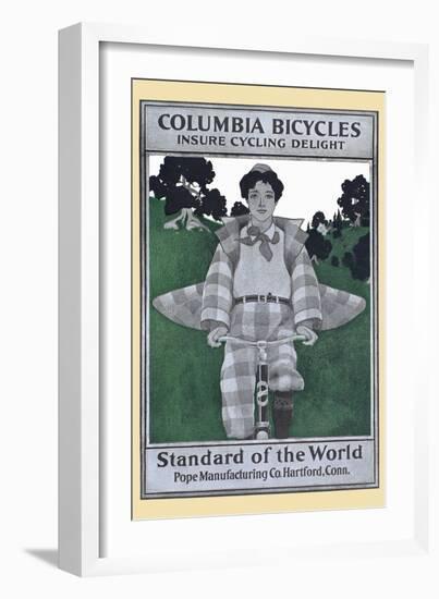 Columbia Bicycles Insure Cycling Delight, Standard Of World, Pope Manufacturing Co. Hartford, Conn.-Maxfield Parrish-Framed Art Print