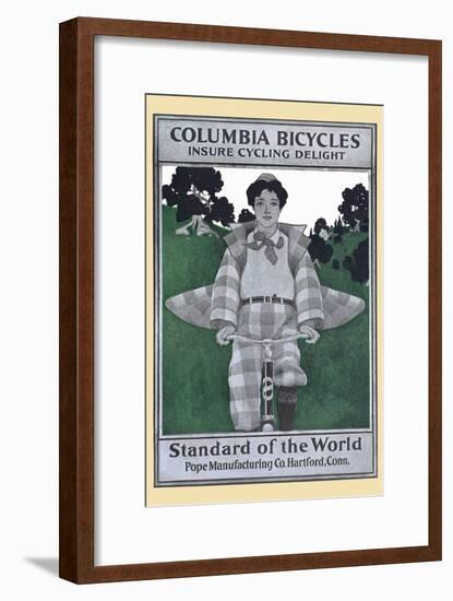 Columbia Bicycles Insure Cycling Delight, Standard Of World, Pope Manufacturing Co. Hartford, Conn.-Maxfield Parrish-Framed Art Print