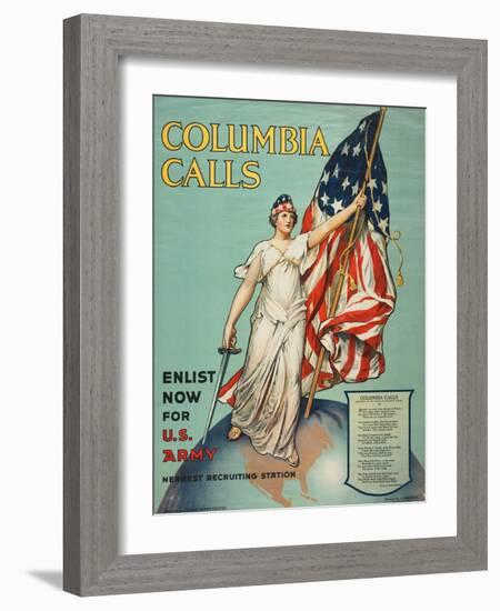 "Columbia Calls: Enlist Now For the U.S. Army", 1916-Frances Adams Halsted-Framed Giclee Print