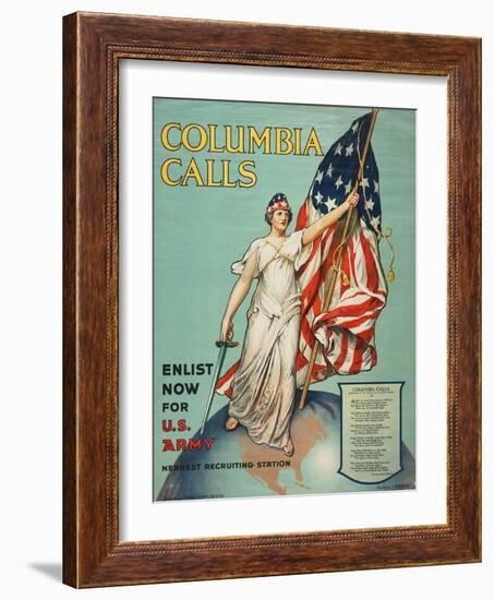 "Columbia Calls: Enlist Now For the U.S. Army", 1916-Frances Adams Halsted-Framed Giclee Print