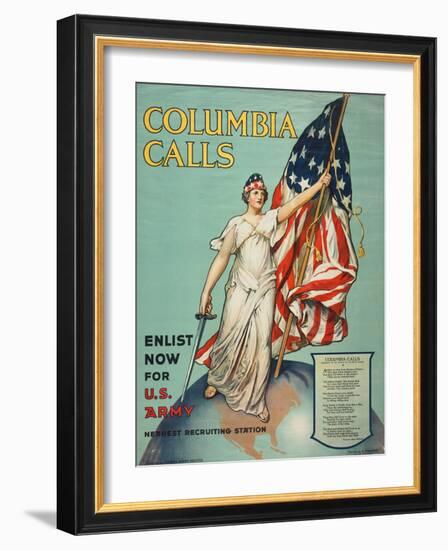 "Columbia Calls: Enlist Now For the U.S. Army", 1916-Frances Adams Halsted-Framed Giclee Print