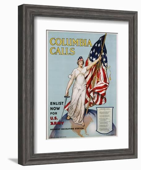 Columbia Calls Recruitment Poster-Frances Adams Halsted and V. Aderente-Framed Giclee Print