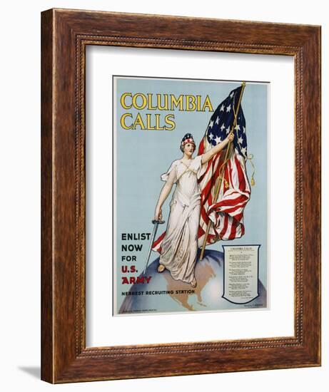 Columbia Calls Recruitment Poster-Frances Adams Halsted and V. Aderente-Framed Giclee Print