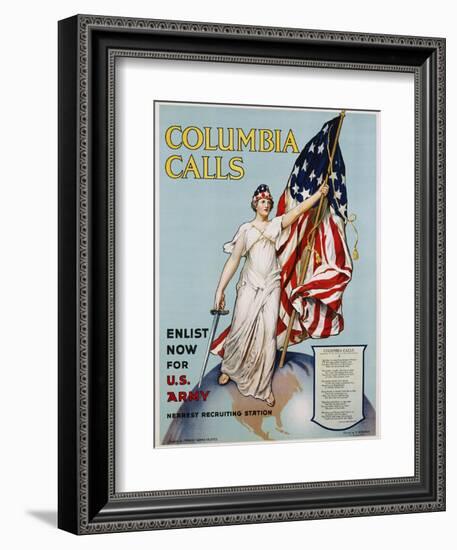 Columbia Calls Recruitment Poster-Frances Adams Halsted and V. Aderente-Framed Giclee Print