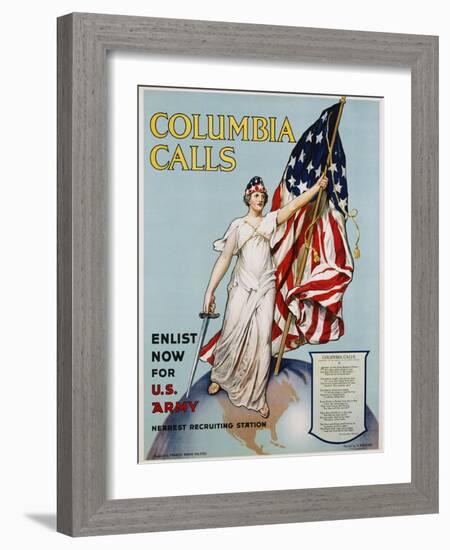 Columbia Calls Recruitment Poster-Frances Adams Halsted and V. Aderente-Framed Giclee Print