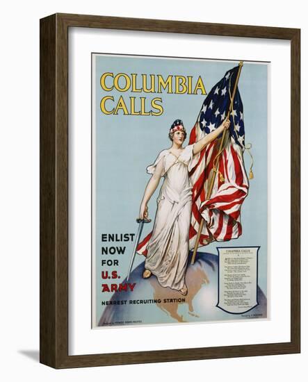 Columbia Calls Recruitment Poster-Frances Adams Halsted and V. Aderente-Framed Giclee Print