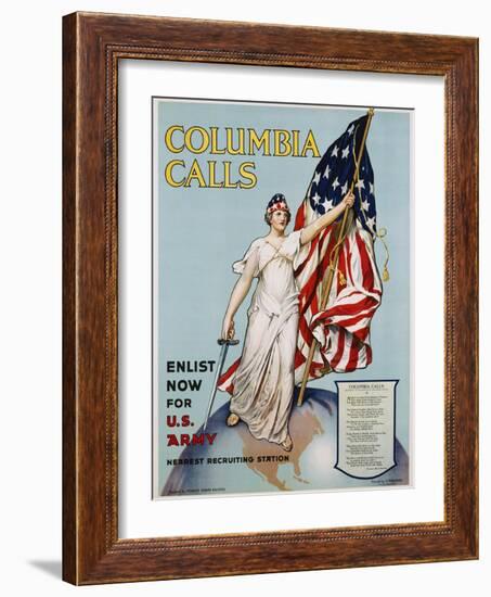 Columbia Calls Recruitment Poster-Frances Adams Halsted and V. Aderente-Framed Giclee Print