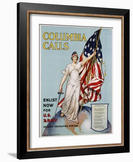 Columbia Calls Recruitment Poster-Frances Adams Halsted and V. Aderente-Framed Giclee Print