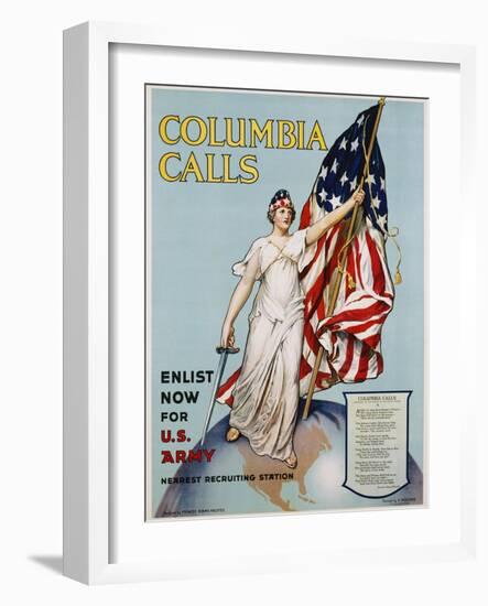 Columbia Calls Recruitment Poster-Frances Adams Halsted and V. Aderente-Framed Giclee Print