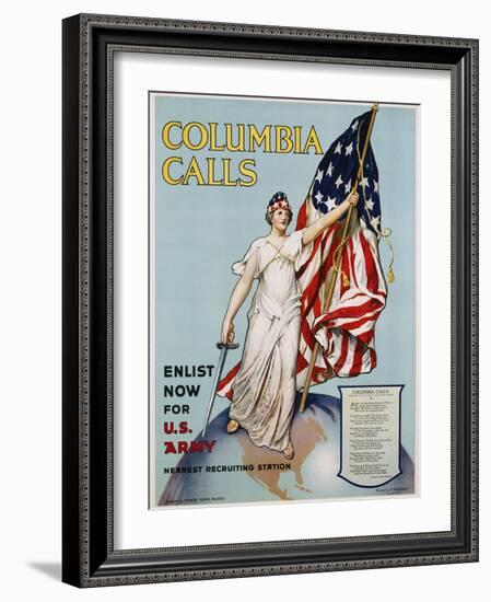 Columbia Calls Recruitment Poster-Frances Adams Halsted and V. Aderente-Framed Giclee Print