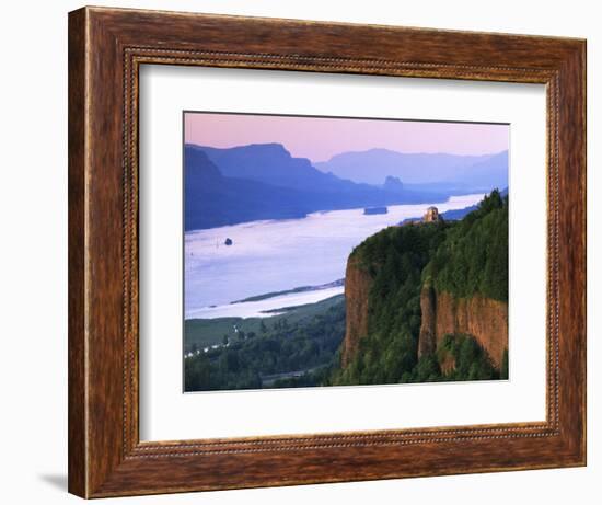 Columbia River below, Crown Point State Park, Oregon, USA-Charles Gurche-Framed Photographic Print