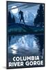 Columbia River Gorge - Bigfoot and Mountain-Lantern Press-Mounted Art Print