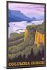 Columbia River Gorge Scene with Crown Point-Lantern Press-Mounted Art Print