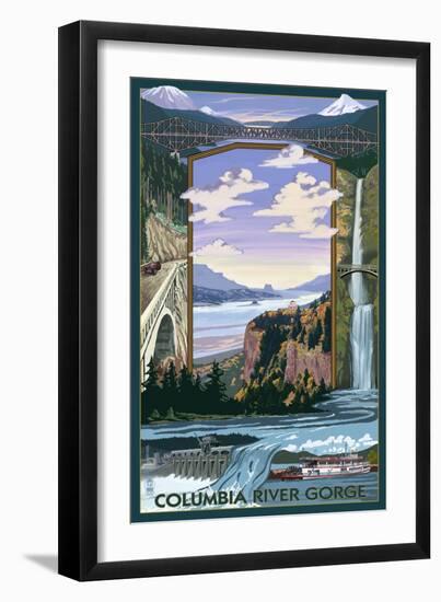 Columbia River Gorge Views, c.2009-Lantern Press-Framed Art Print