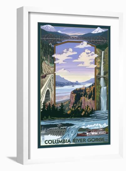 Columbia River Gorge Views, c.2009-Lantern Press-Framed Art Print