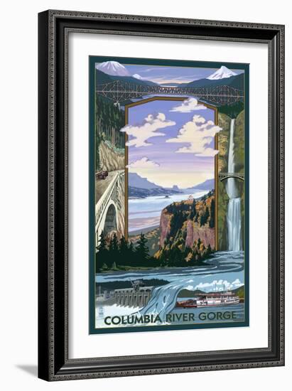 Columbia River Gorge Views, c.2009-Lantern Press-Framed Art Print