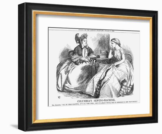 Columbia's Sewing-Machine, 1864-John Tenniel-Framed Giclee Print