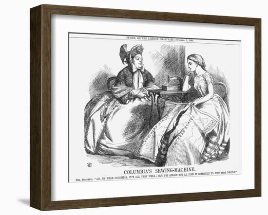 Columbia's Sewing-Machine, 1864-John Tenniel-Framed Giclee Print