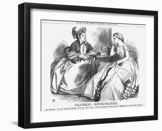 Columbia's Sewing-Machine, 1864-John Tenniel-Framed Giclee Print