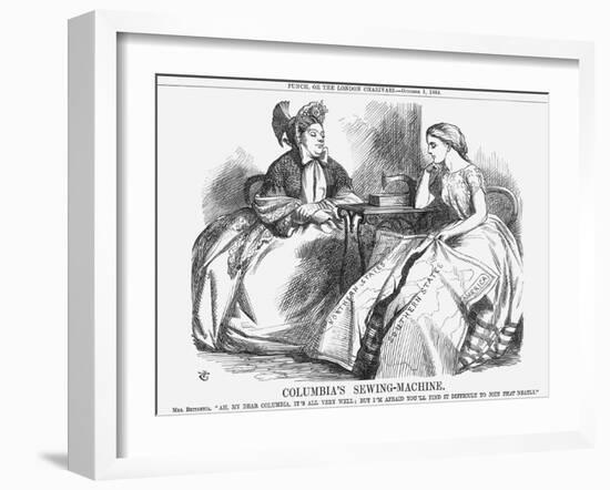 Columbia's Sewing-Machine, 1864-John Tenniel-Framed Giclee Print