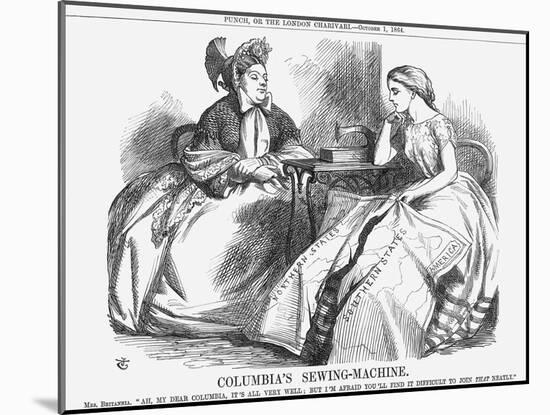 Columbia's Sewing-Machine, 1864-John Tenniel-Mounted Giclee Print
