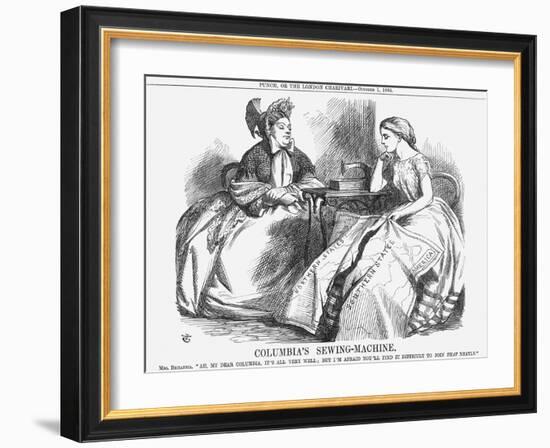 Columbia's Sewing-Machine, 1864-John Tenniel-Framed Giclee Print