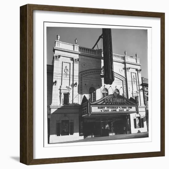 Columbia Theater on Broadway, Showing Barry Fitzgerald and Diana Lynn in "Easy Come Easy Go"-Walker Evans-Framed Photographic Print