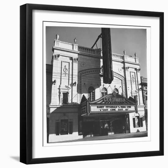 Columbia Theater on Broadway, Showing Barry Fitzgerald and Diana Lynn in "Easy Come Easy Go"-Walker Evans-Framed Photographic Print