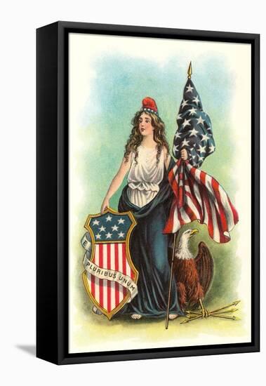 Columbia with Flag, Eagle and Seal-null-Framed Stretched Canvas