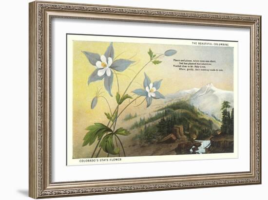 Columbine and Mountain-null-Framed Premium Giclee Print