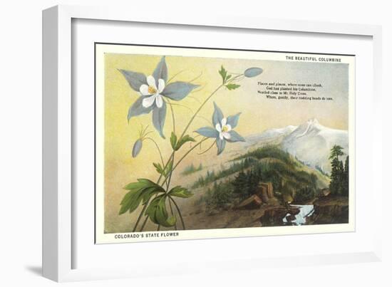 Columbine and Mountain-null-Framed Premium Giclee Print