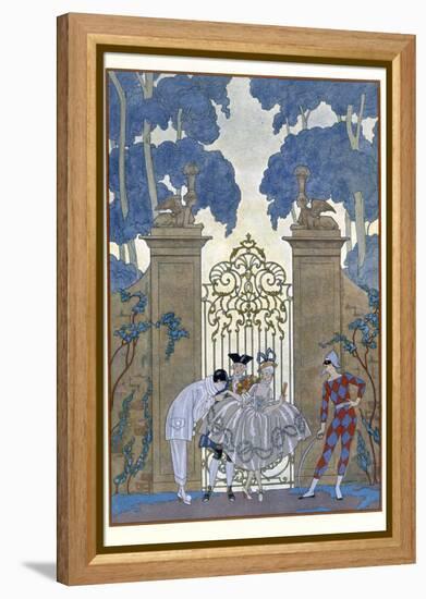 Columbine, Illustration For Fetes Galantes by Paul Verlaine-Georges Barbier-Framed Premier Image Canvas