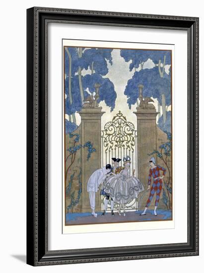 Columbine, Illustration For Fetes Galantes by Paul Verlaine-Georges Barbier-Framed Giclee Print