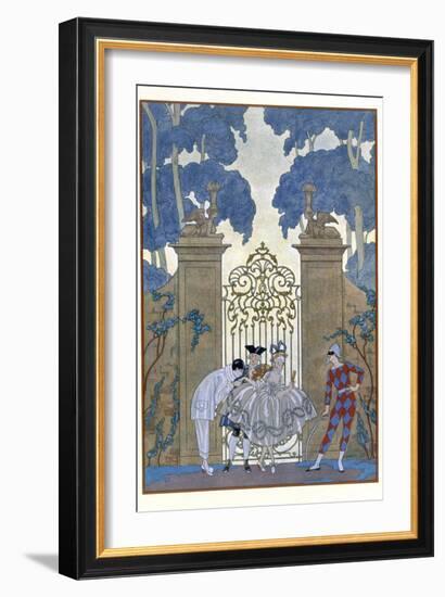 Columbine, Illustration For Fetes Galantes by Paul Verlaine-Georges Barbier-Framed Giclee Print