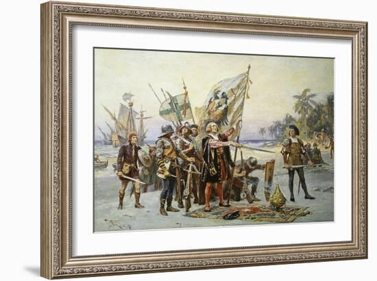 Columbus at San Salvador-Jean Leon Gerome Ferris-Framed Giclee Print