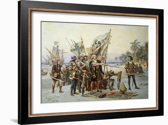 Columbus at San Salvador-Jean Leon Gerome Ferris-Framed Giclee Print