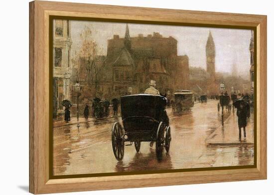 Columbus Avenue-Childe Hassam-Framed Stretched Canvas