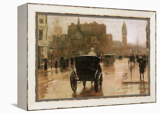 Columbus Avenue-Childe Hassam-Framed Stretched Canvas